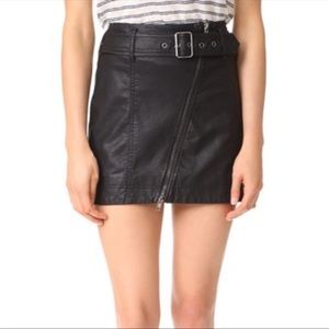 Free People Black Leather Skirt